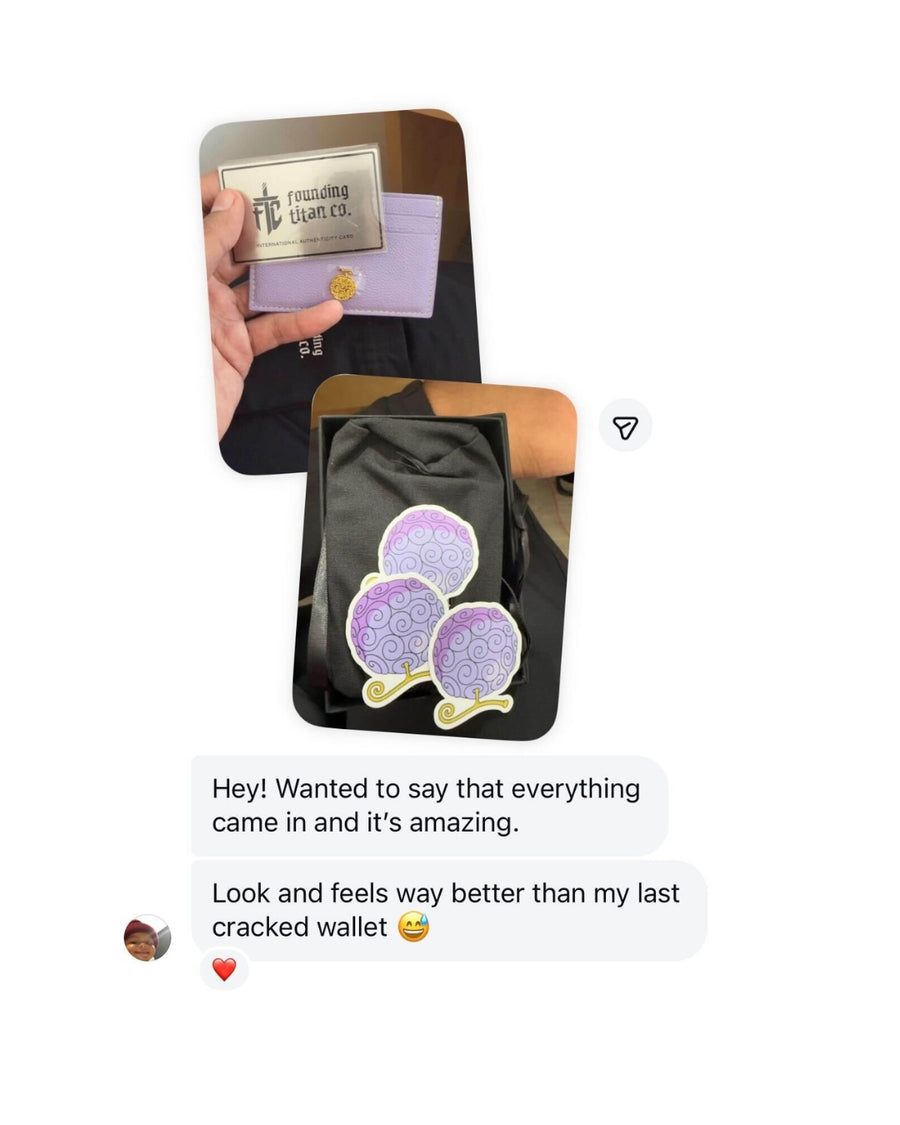 Customer message about their Founding Titan Co. order