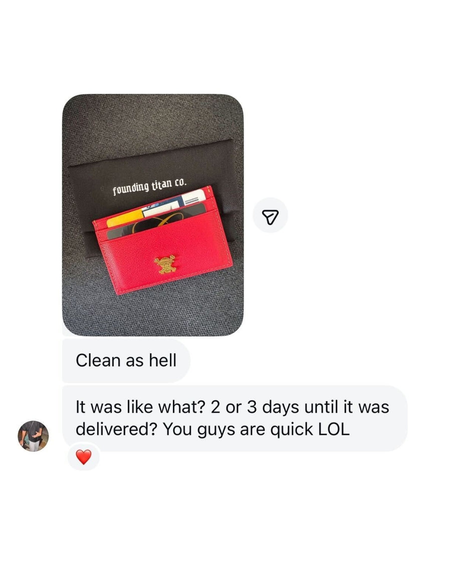 Customer message about their Founding Titan Co. order